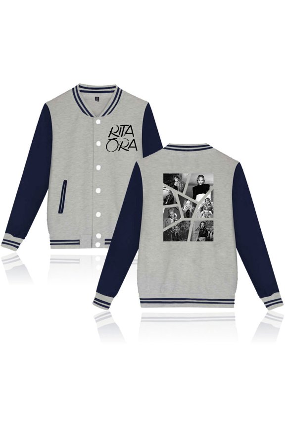 Rita Ora Women's men's rap hip-hop fashion long sleeved jacket baseball shirt