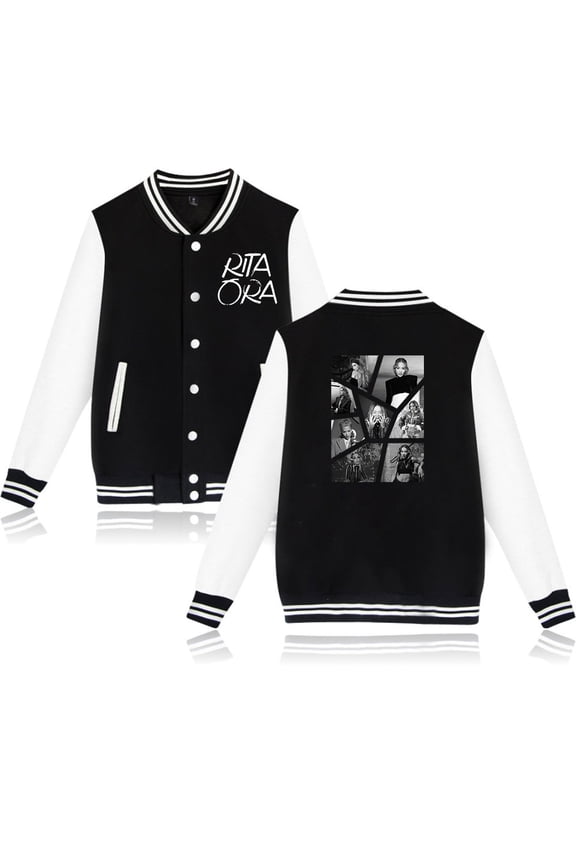 Rita Ora Women's men's rap hip-hop fashion long sleeved jacket baseball shirt