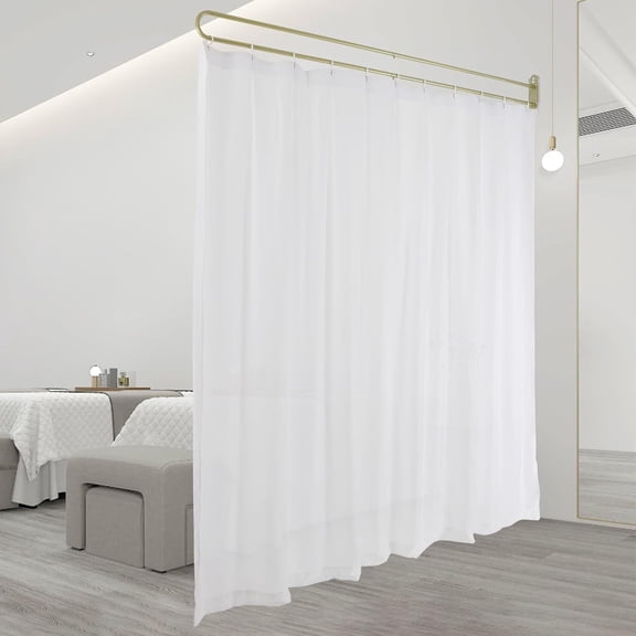 Ritabiity Privacy Partition Curtains U-Shape Room Divider Wall Mounted Curtain Separator Curtain for Bedroom Fitting Room White