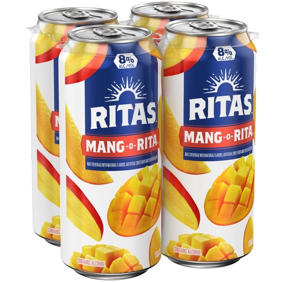 Ritas Mang-O-Rita Sparkling Mango Margarita, 4 pack 16 fl. oz. Aluminum Cans, 8% ABV