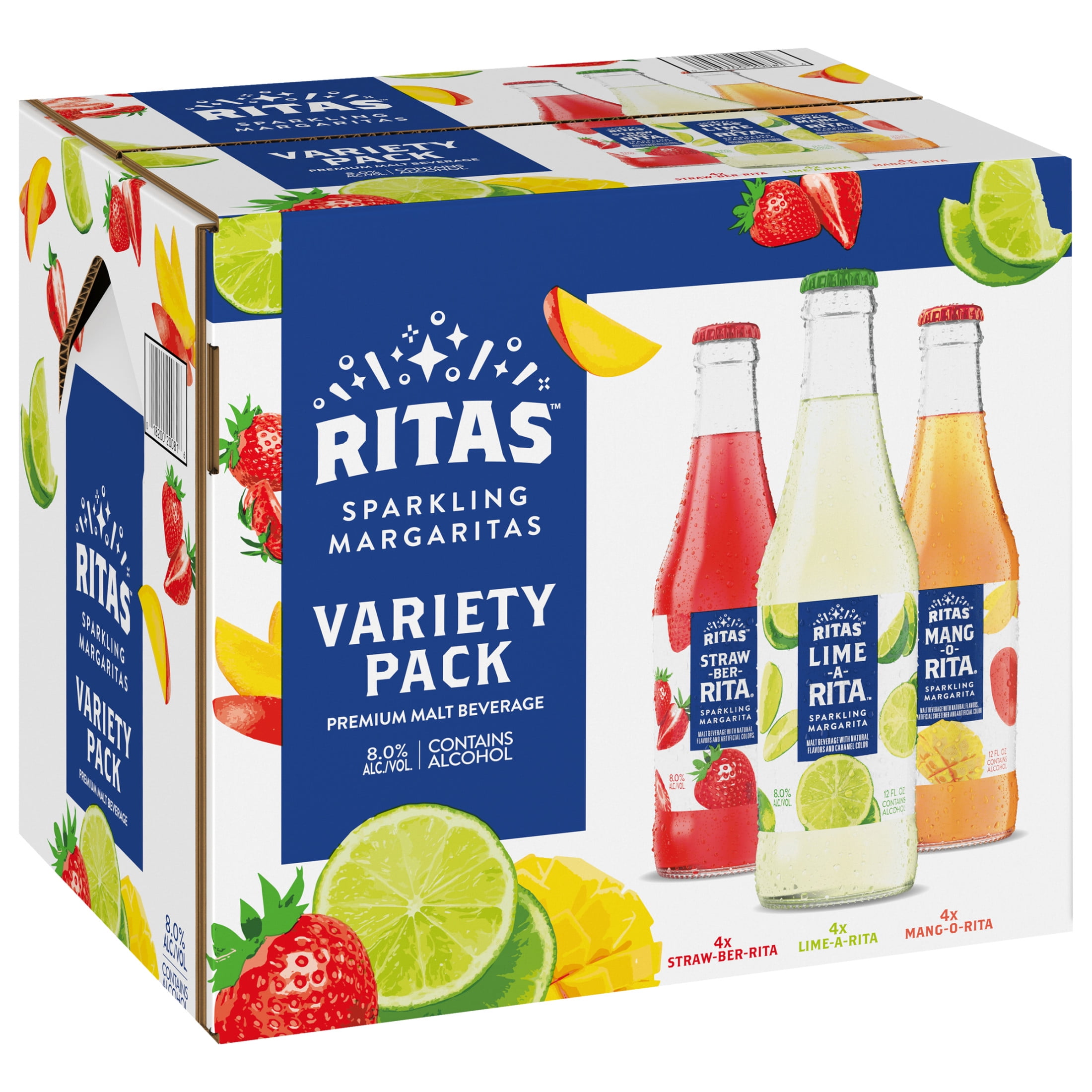 Ritas Margs Sparkling Margaritas Variety Pack, 12 Pack, 12 FL OZ Bottles, 8% ABV