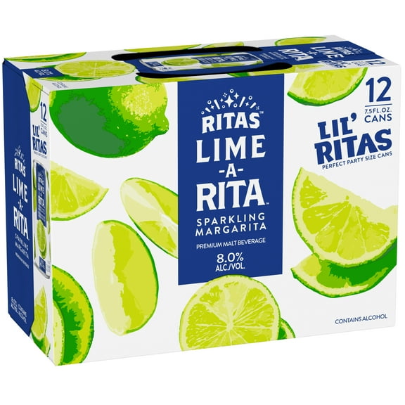Ritas Sparkling Lime-A-Rita Lime Margarita, Malt Beverage, 12 Pack, 7.5 fl oz Aluminum Cans, 8% ABV