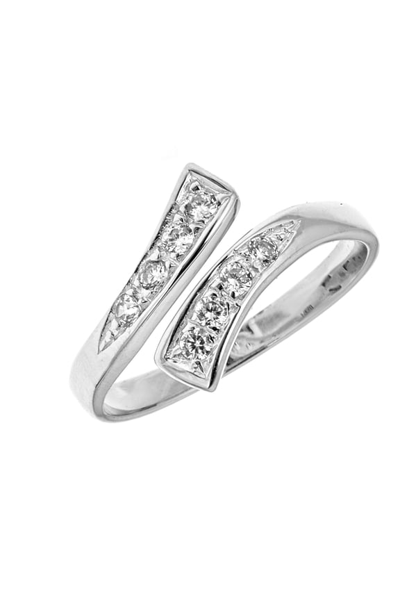 10K Gold Crossover Shiny CZ Cubic Zirconia Toe Ring or Ring Adjustable