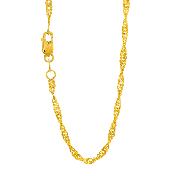 Ritastephens 10K Solid Gold Yellow Or White 1.7mm Singapore Rope Sparkle Chain Necklace 18"