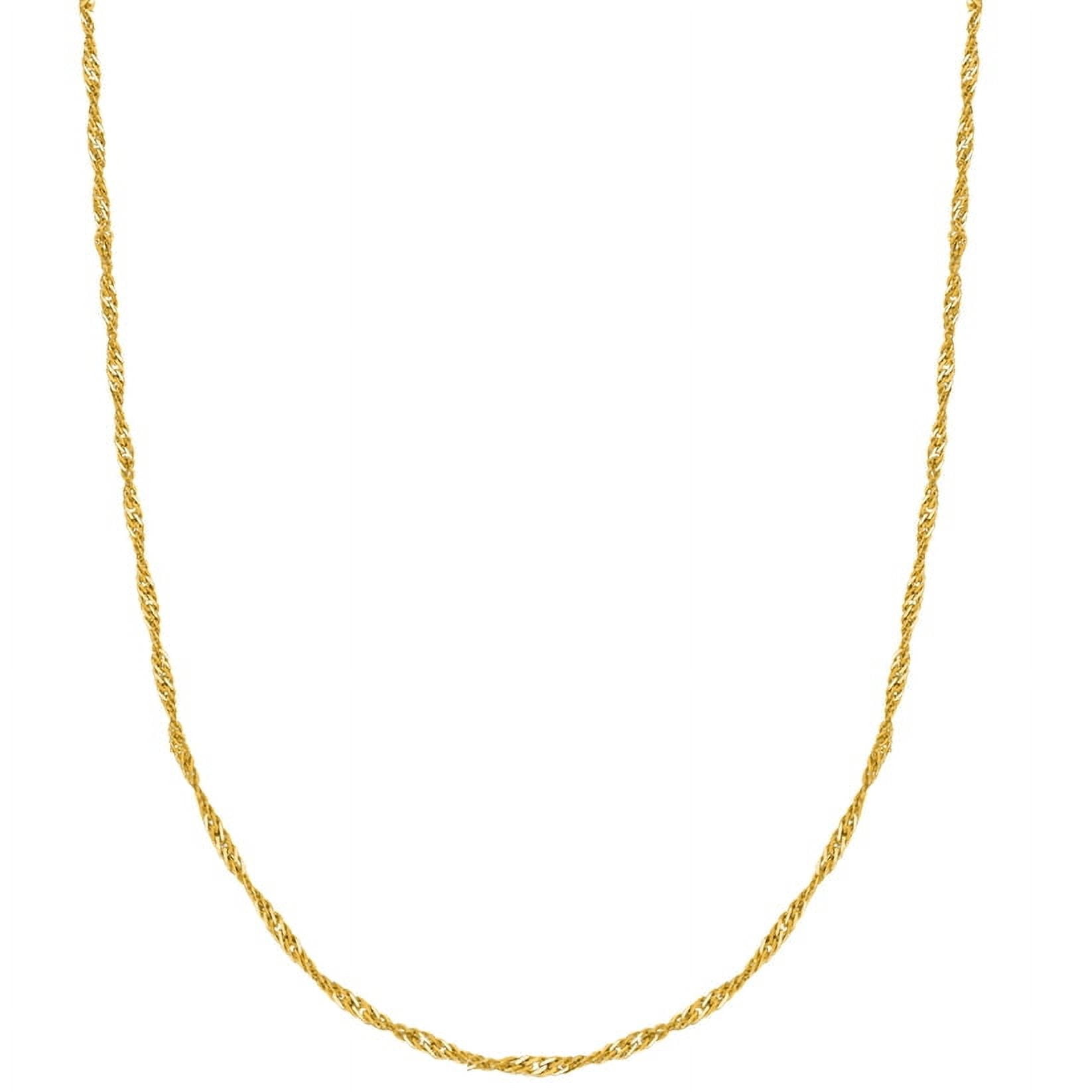 RITASTEPHENS 10K Solid Yellow Gold Singapore Rope Pendant Chain Necklace 16" 1mm
