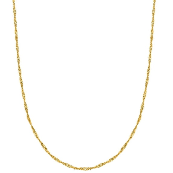 Ritastephens 14K Solid Yellow Gold Singapore Rope Chain Necklace 1.5mm, 16"