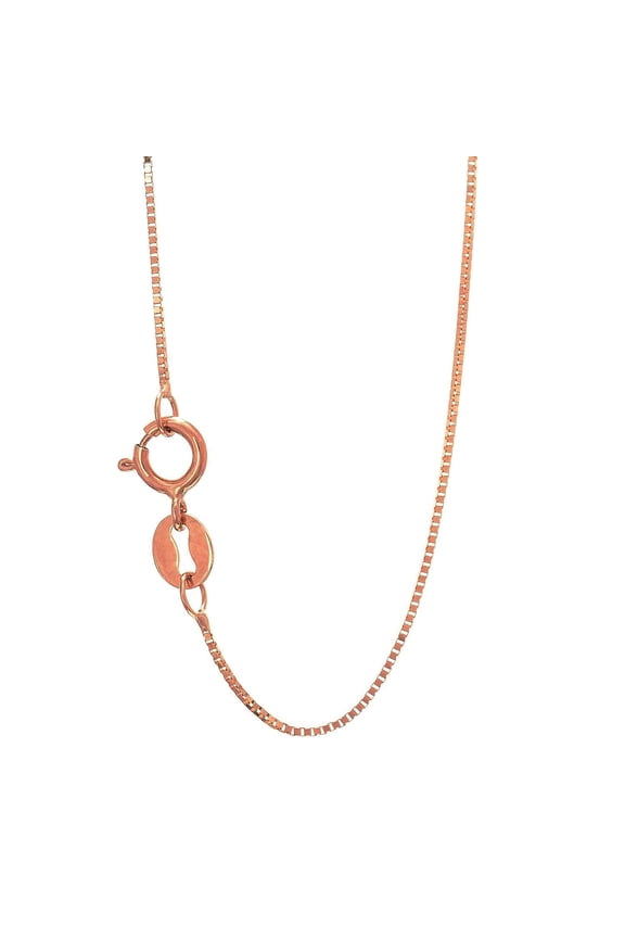 14k 20" Rose Gold 0.45mm Shiny Classic Box Chain with Spring Ring Clasp.