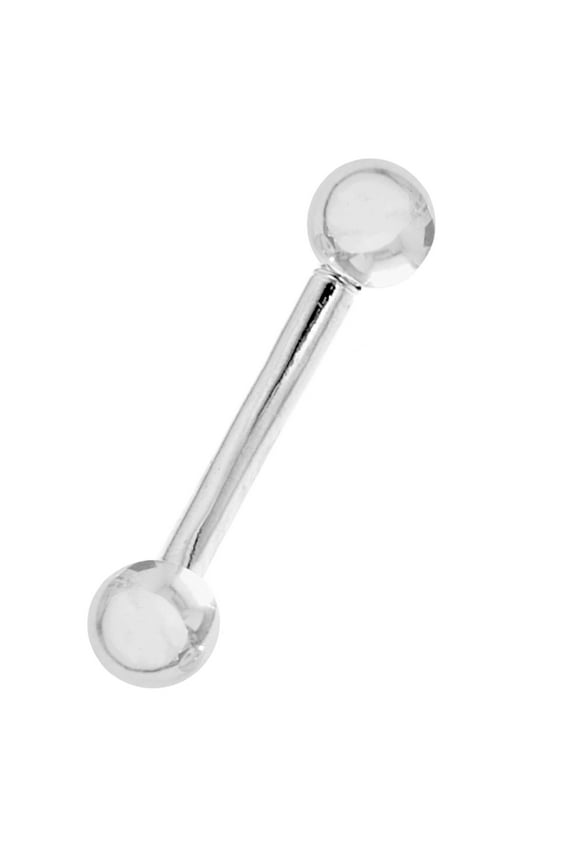 14k Solid White Gold Barbell Women Eyebrow Ring Body Jewelry 16 Gauge