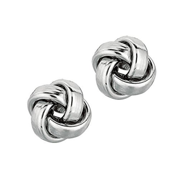 Ritastephens 14k Solid White Gold Love Knot Loveknot Stud Earrings 11 Mm