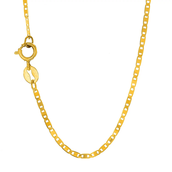 Ritastephens 14k Solid Yellow Gold 1.2mm Mariner Chain Necklace 16 inches