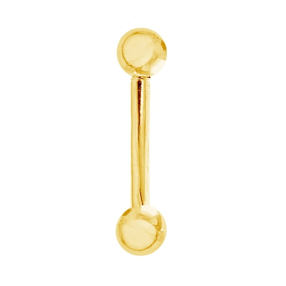 Ritastephens 14k Solid Yellow Gold Barbell Women Eyebrow Ring Body Jewelry 16 Gauge