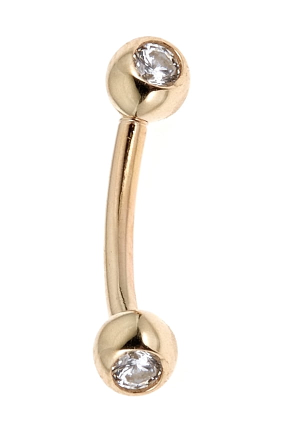 14k Solid Yellow Gold Unisex 16 Gauge Eyebrow Ring Jewelry, Gift Box, 1 Count