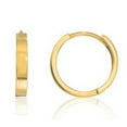 thumbnail image 1 of Ritastephens 14k Solid Yellow or White Gold Square Tubular Huggie Unisex Hoop Earrings, 1 of 4