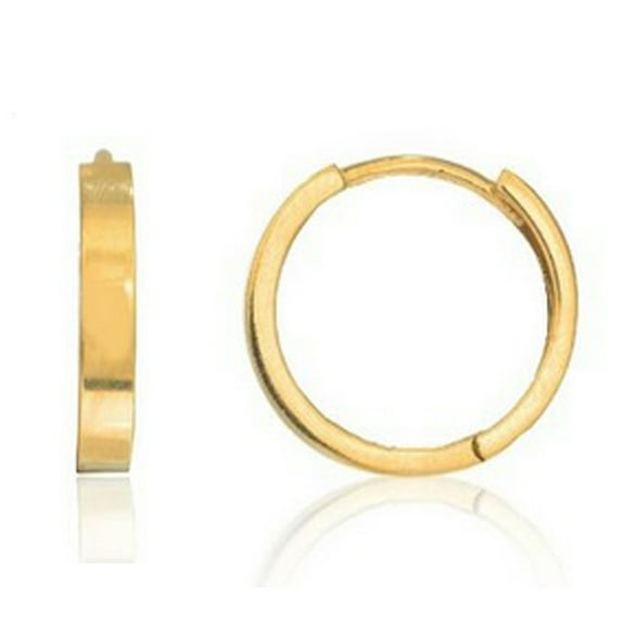 Ritastephens 14k Solid Yellow or White Gold Square Tubular Huggie Unisex Hoop Earrings