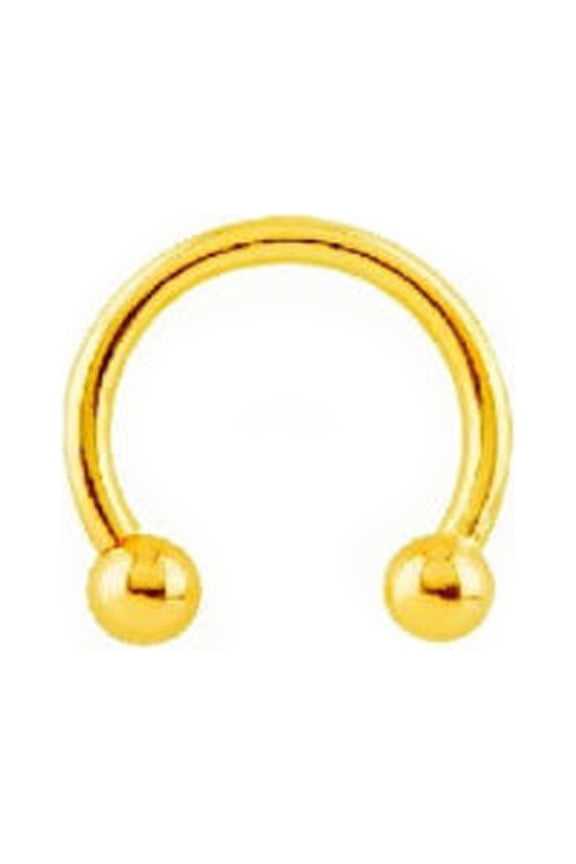14k Yellow Gold 10mm Circular Body Horseshoe Ring Piercing 3mm balls