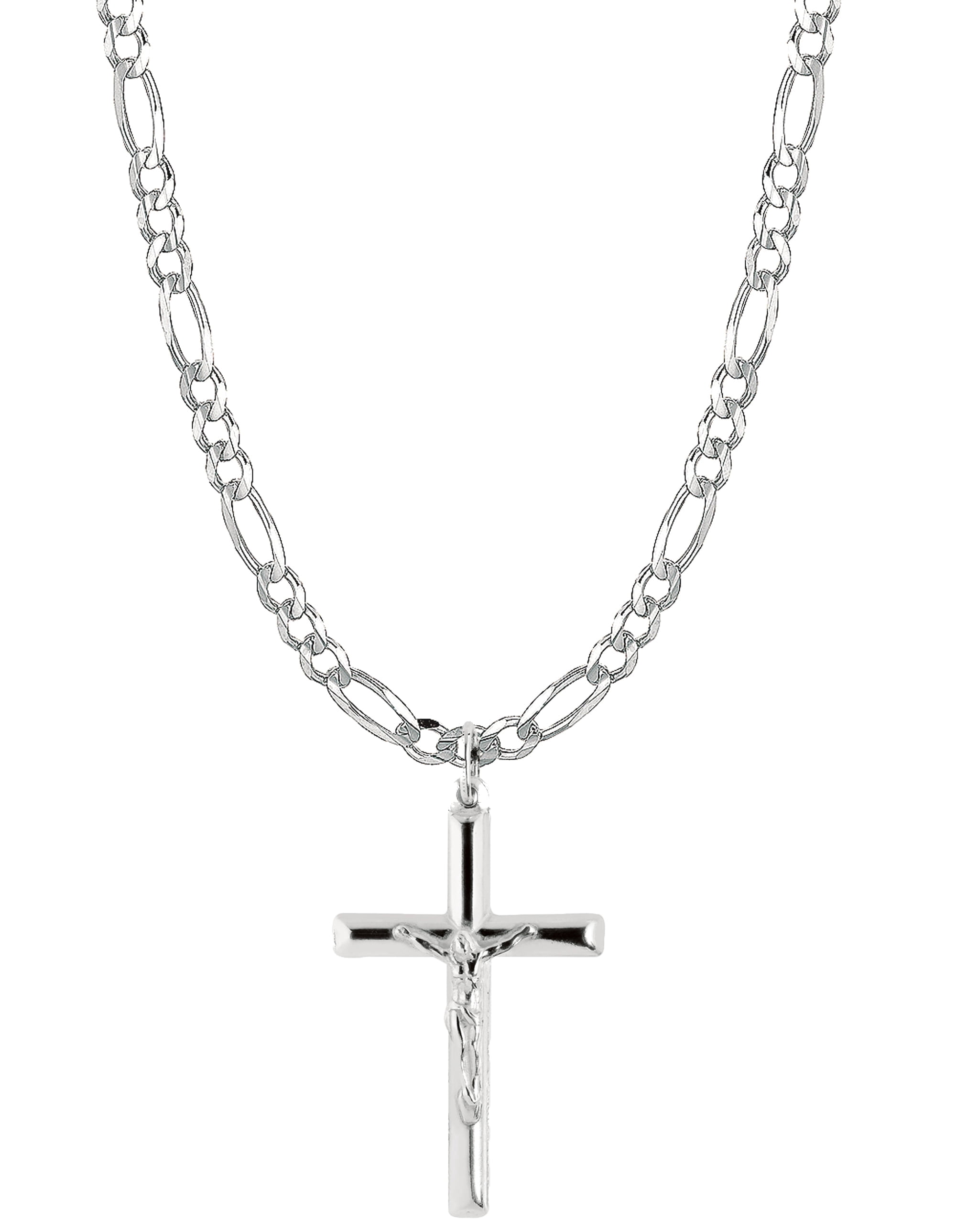 Ritastephens 925 Sterling Silver Unisex Crucifix Pendant with 20 ...