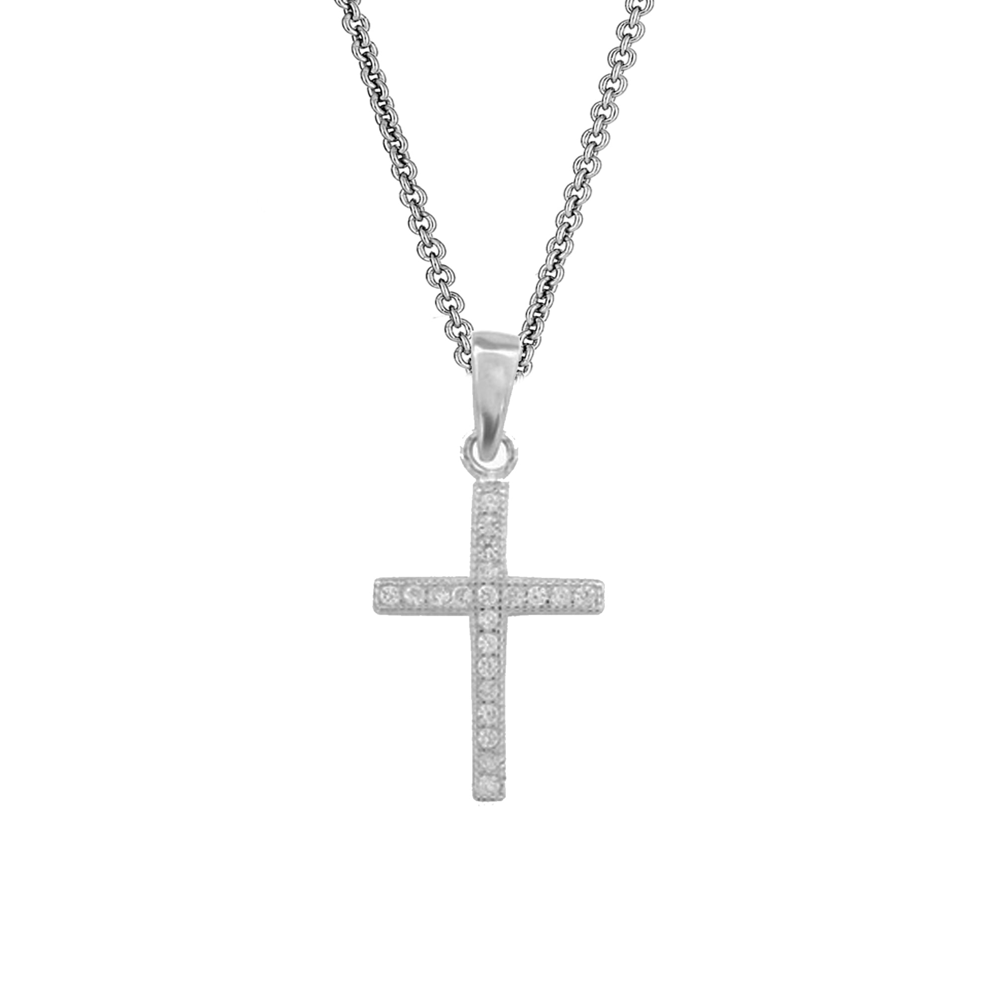 Ritastephens 925 Sterling Silver Cubic Zirconia Baby Cross Charm ...