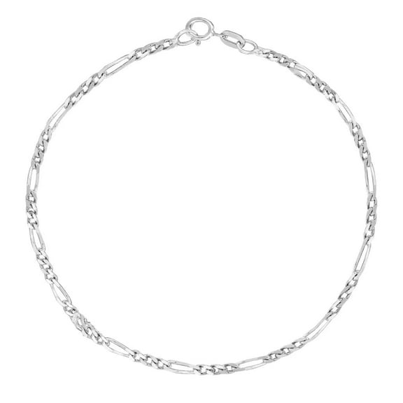 Ritastephens 925 Sterling Silver/Gold Tone Italian 2.1mm 10" Figaro Link Chain Anklet Bracelet or Necklace