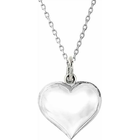Ritastephens 925 Sterling Silver Necklace for Women | Shiny Puffed Heart Pendant Necklace | Polished Mini Size | Hypoallergenic & Nickel-Free | Elegant Gift for Her