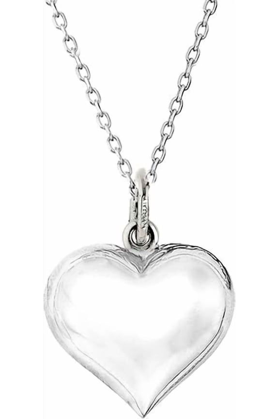 925 Sterling Silver Necklace for Women | Shiny Puffed Heart Pendant Necklace | Polished Mini Size | Hypoallergenic & Nickel-Free | Elegant Gift for Her