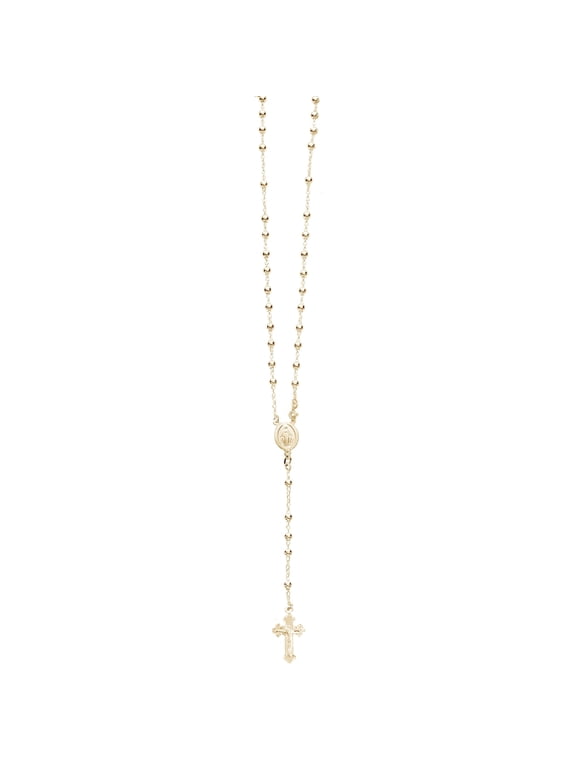 925 Sterling Silver Rosary Bead Necklace Virgin Mary Cross 18 inches for Adults