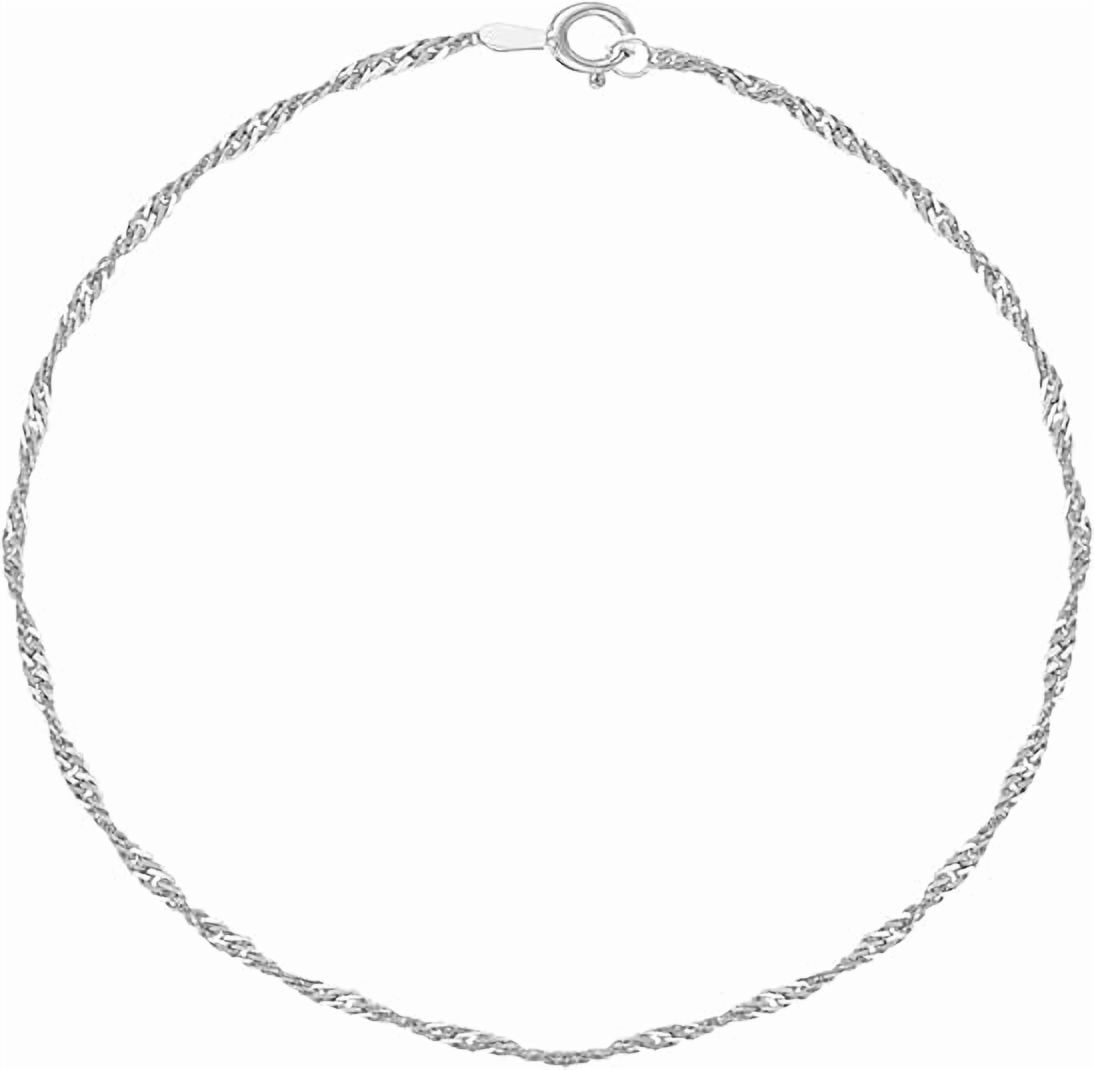 Ritastephens 925 Sterling Silver Singapore Chain Anklet, 10-Inch, 1.5mm Twist