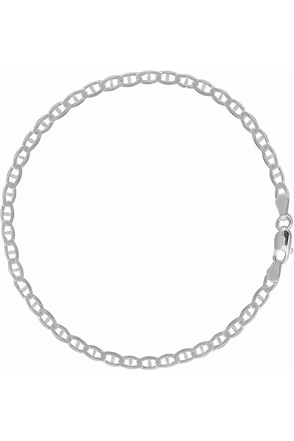 Anklet 11 inches long Mariner link chain style 0.23 inches thickness-6mm thickness–genuine sterling silver 925-gift box included