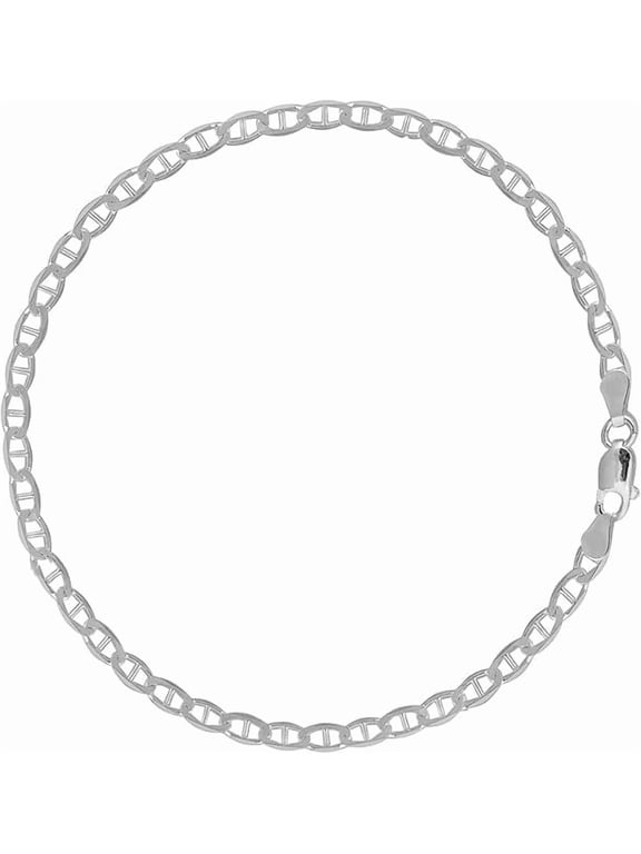 Anklet 11 inches long Mariner link chain style 0.23 inches thickness-6mm thickness–genuine sterling silver 925-gift box included