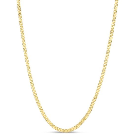Ritastephens Gold Plated 925 Sterling Silver Bismark Chain Necklace 18” | Italian-Made 3mm Flat Link | Genuine Hypoallergenic Nickel-Free Jewelry with Lobster Clasp & Gift Box