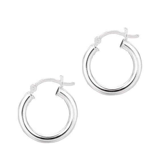 Ritastephens Hoops Earrings 2mm by 12mm Round Sterling Silver 925 hoops Snap Closure Tubular 0.47 inches