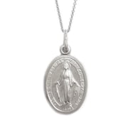 Ritastephens Italian Sterling Silver Mini Miraculous Virgin Mary Medal Charm Pendant Necklace