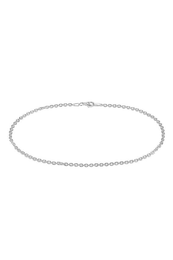 Italy Sterling Silver Sturdy Cable Link Chain Anklet