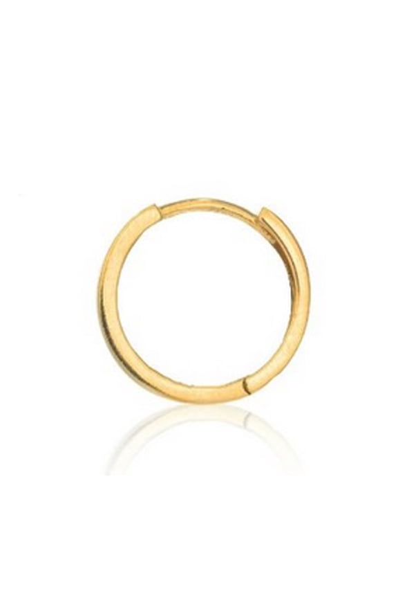 Men's 14k Solid Yellow Gold Single Square Tubular Huggie Unisex Hoop Earring