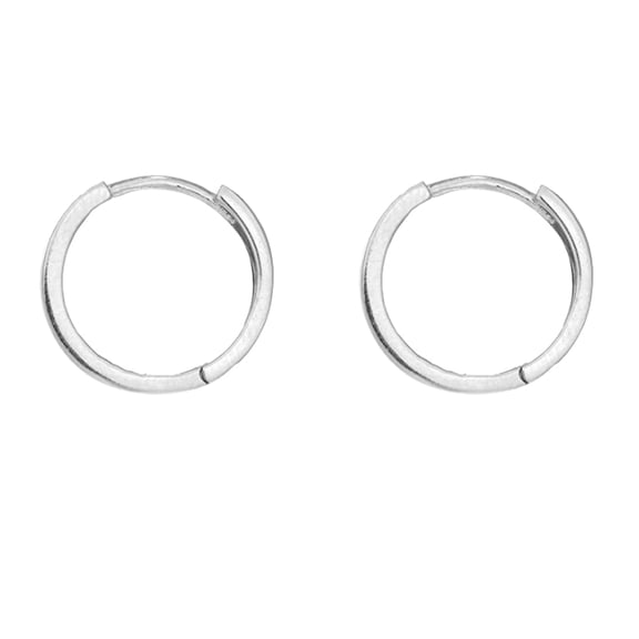Ritastephens Men's 14k Solid Yellow or White Gold Single Square Tubular Huggie Unisex Hoop Earring