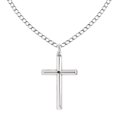 thumbnail image 1 of Ritastephens Men's Sterling Silver Large Plain Tubular Cross Charm Necklace 22inches, 1 of 6