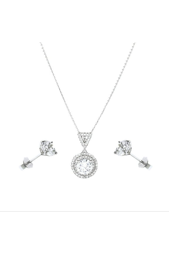 Necklace & Earrings Bridal Jewelry Gift Set for Weddings & Bridesmaids sterling silver 925 20inche long