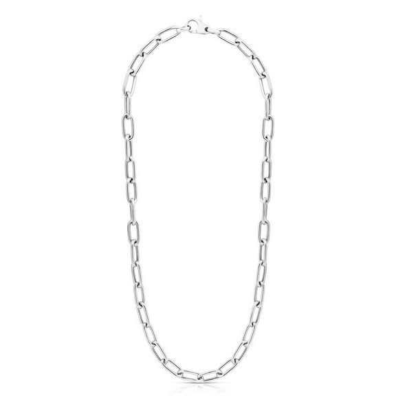 Ritastephens Sterling Silver 2.95mm Rohdium Finish Diamond Cut Paperclip Link Chain Necklace (18", 20", 24", 30")