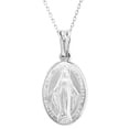 thumbnail image 1 of Ritastephens Miraculous Mary Necklace 18 Inches long Cable Chain Sterling Silver 925 Oval Medal Charm Pendant 19mm Includes Gift Box, 1 of 8
