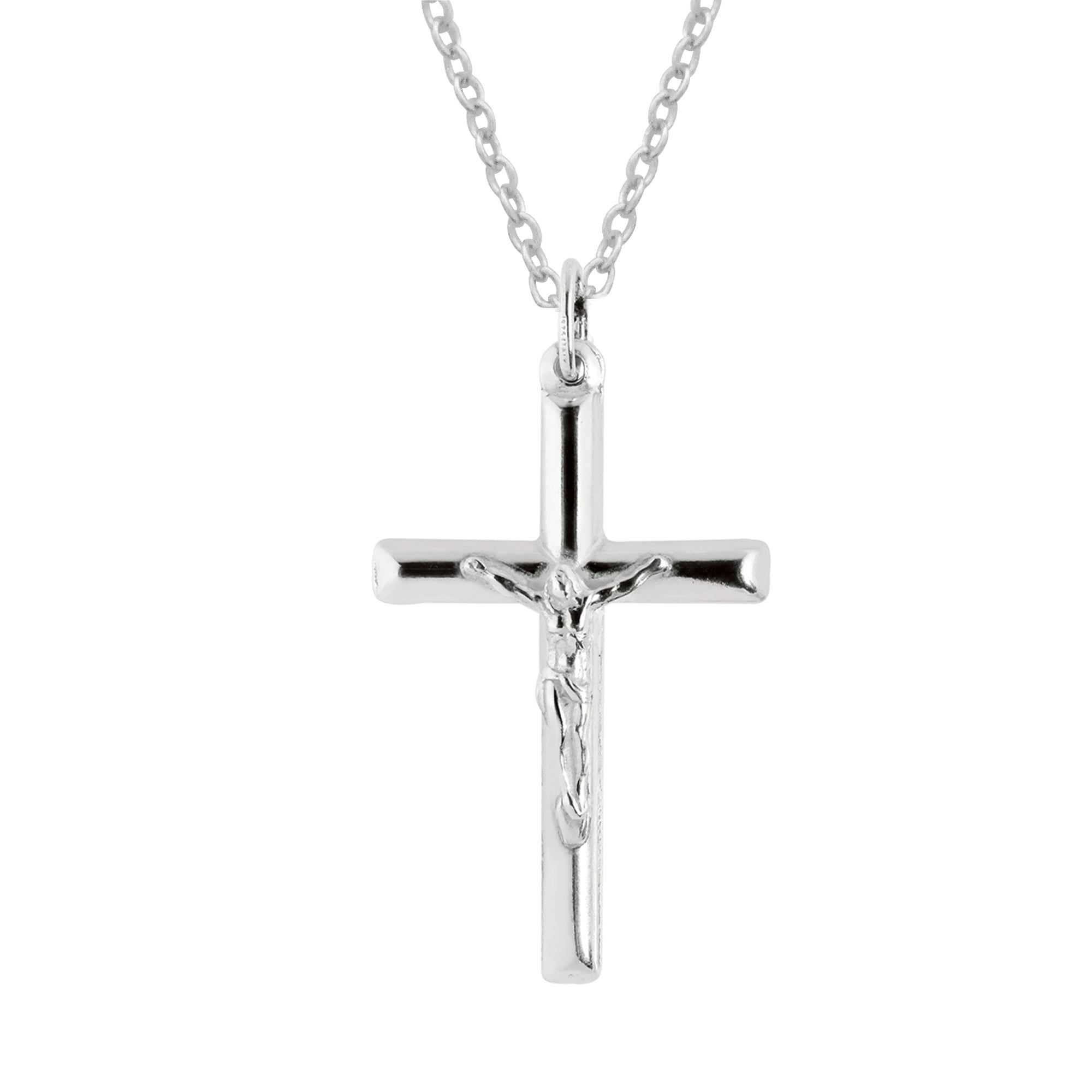 Ritastephens Sterling Silver Cross Necklace, 24 Inches, Gift Box ...