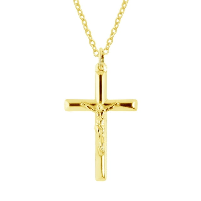 Ritastephens Sterling Silver Cross Pendant Necklace, 18 in, Cable Chain, Gift Box