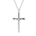thumbnail image 1 of Sterling Silver Polished or Gold Overlay Italian Crucifix Cross Charm Pendant Necklace  (16, 18, 20, 24 Inches), 1 of 5