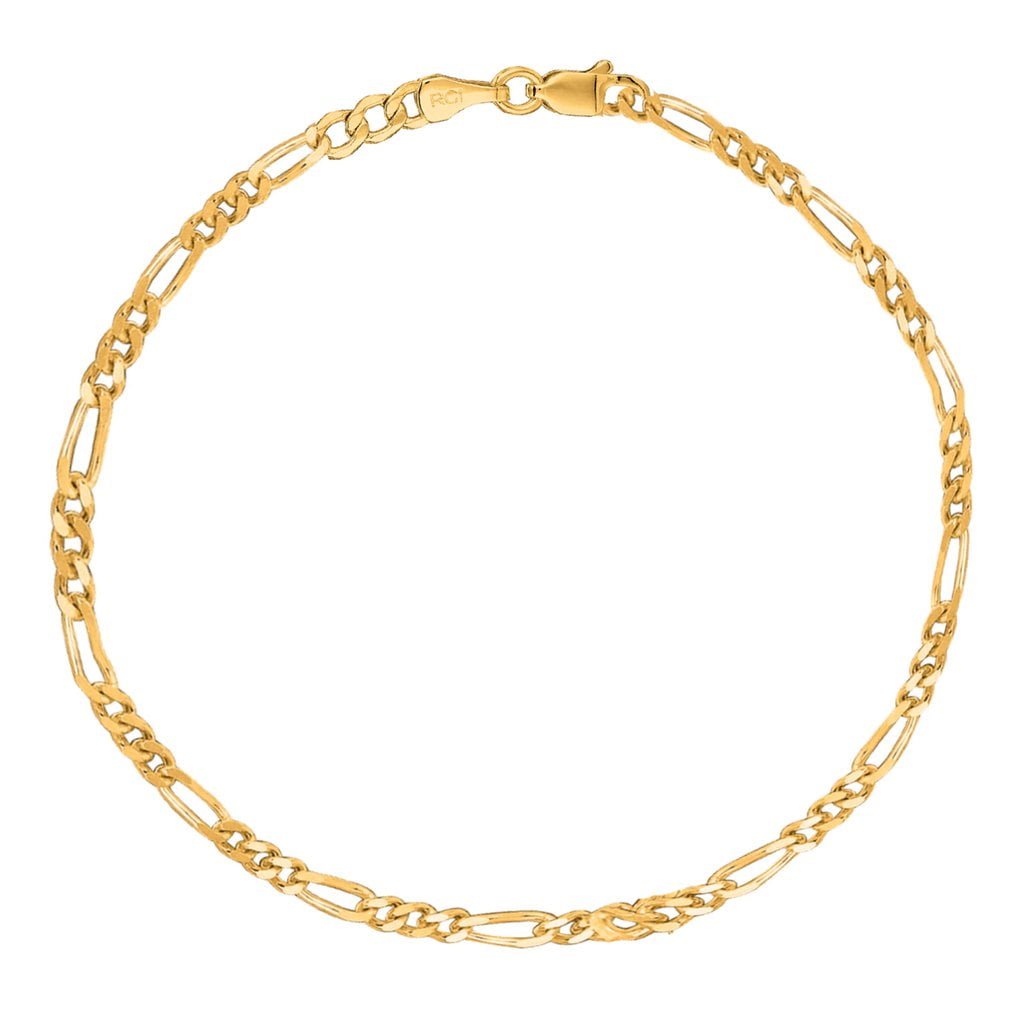 Ritastephens Sterling Silver Figaro Gold Plated Ankle Anklet Bracelet 10 inches 3mm width