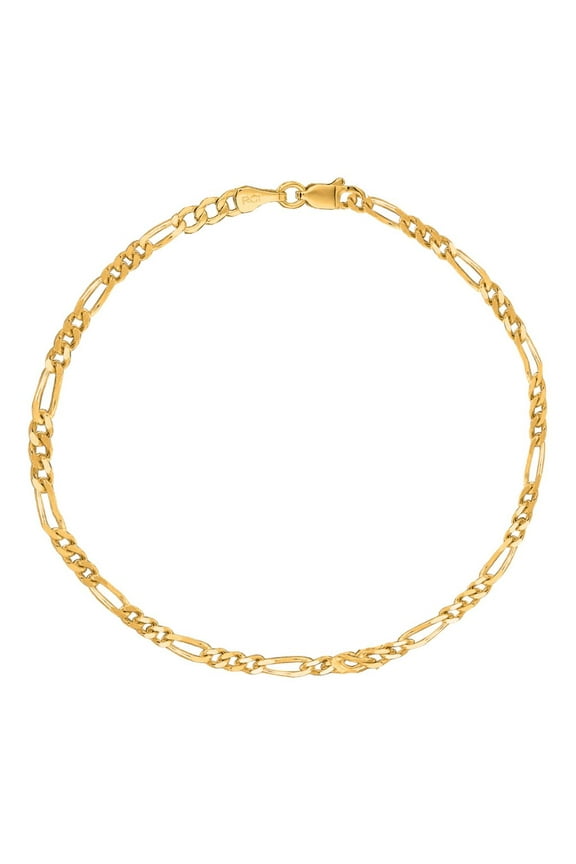 Sterling Silver Figaro Gold Plated Ankle Anklet Bracelet 10 inches 3mm width