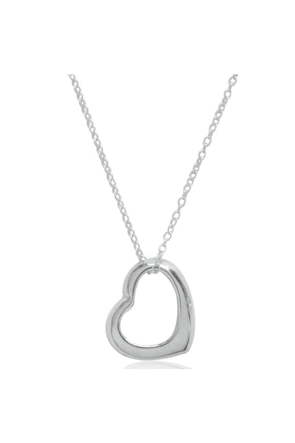 Sterling Silver Floating Open Heart Love Charm 15 Mm Pendant Necklace 18 Inches