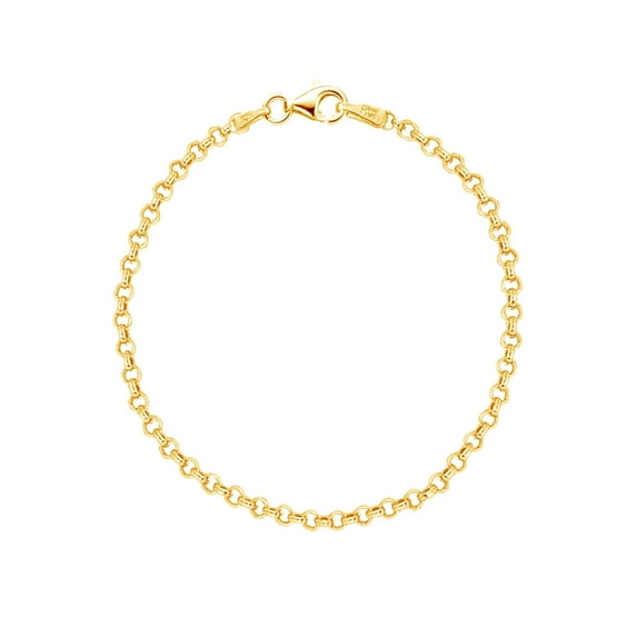 Ritastephens Sterling Silver Gold Plated Rolo Foot Ankle Chain Anklet
