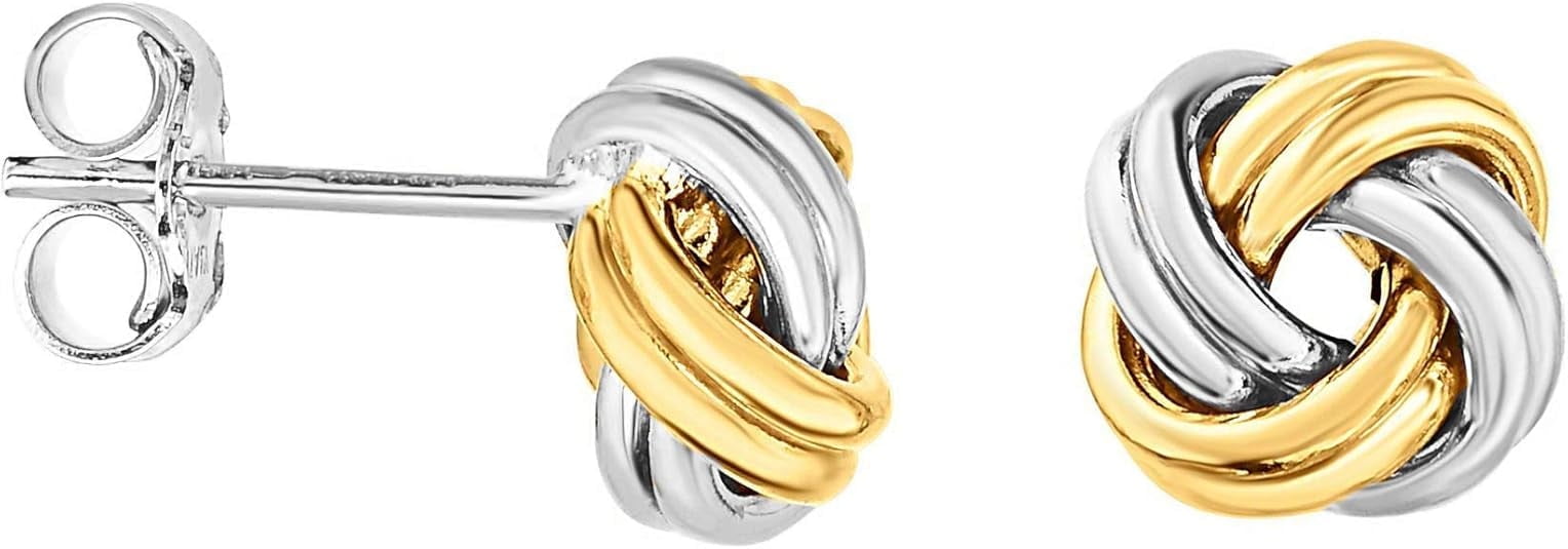 Ritastephens | Sterling Silver | Gold-tone | Overlay | Two-tone | Love Knot | Stud Earrings (9.5mm)