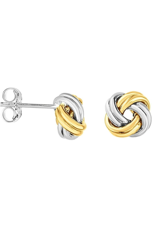 | Sterling Silver | Gold-tone | Overlay | Two-tone | Love Knot | Stud Earrings (9.5mm)