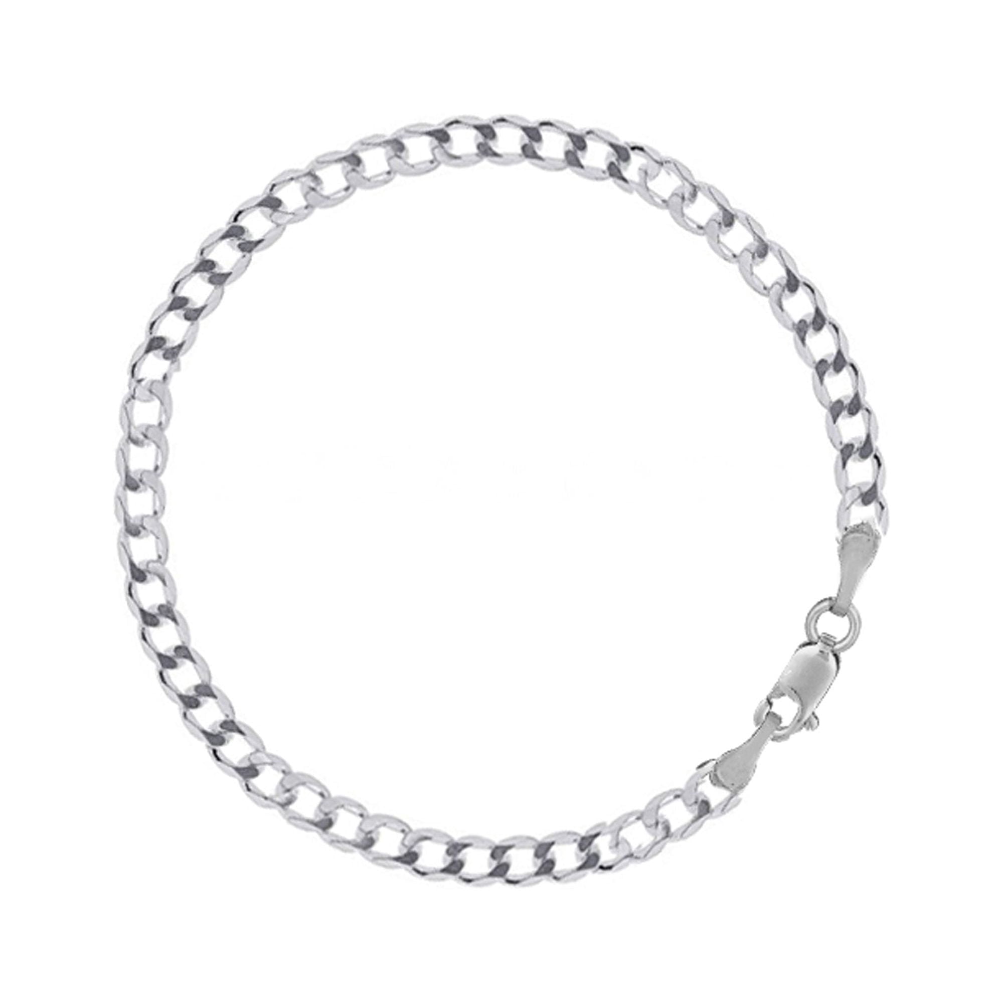 Ritastephens Sterling Silver Men Curb Link Chain Wrist Bracelet 8.5" inches