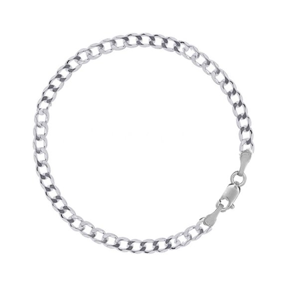 Ritastephens Sterling Silver Men Curb Link Chain Wrist Bracelet 8.5" inches