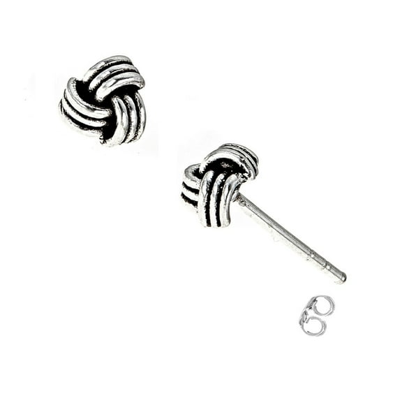 Ritastephens Sterling Silver Mini Love Knot Post Stud Push back Earrings 5mm